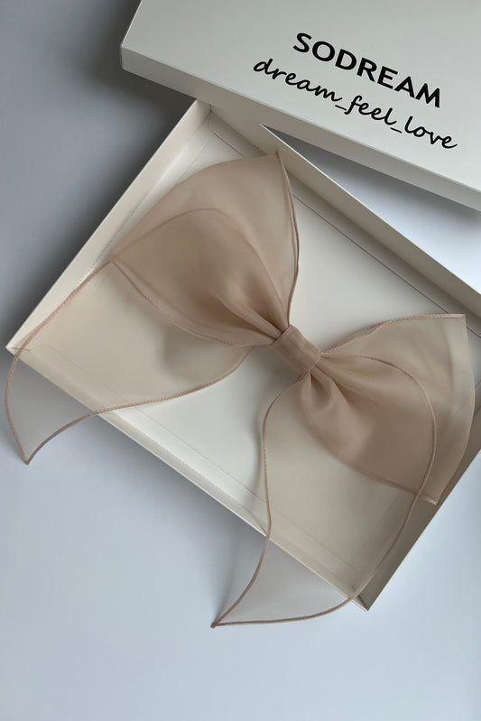BEIGE barrette bow