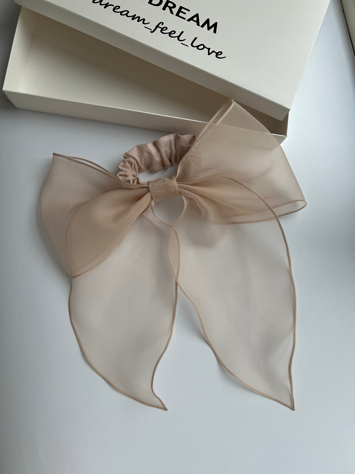 BEIGE scrunchie bow