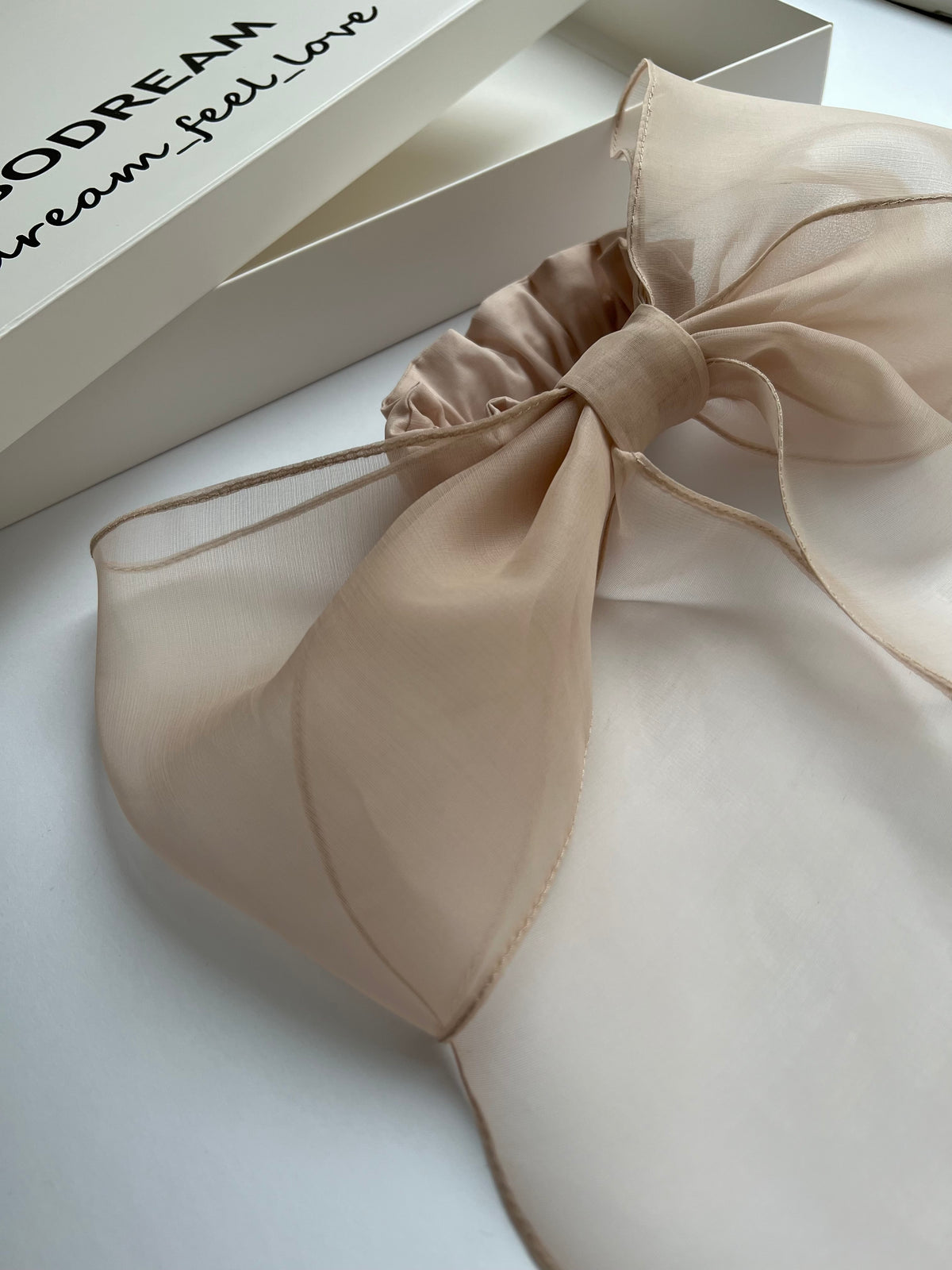 BEIGE scrunchie bow