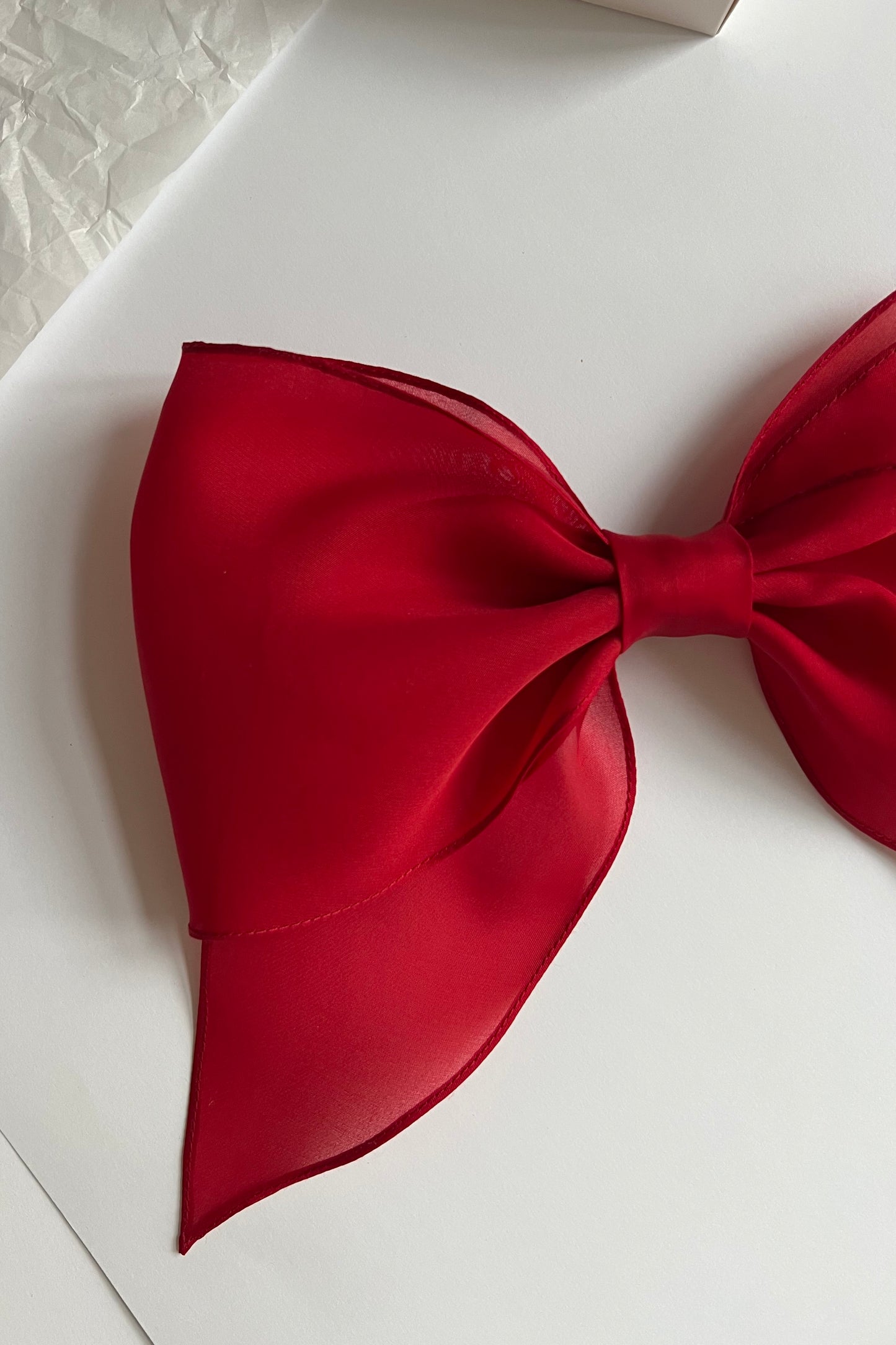 RED barrette bow M-size